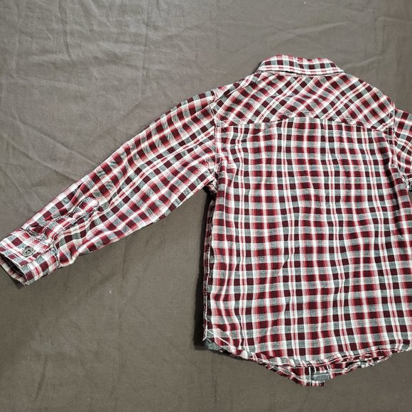 Calvin Klein Jeans Button Up Plaid Flannel Dress Shirt Adjustable Sleeve 24M - Picture 5 of 8